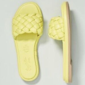 Seychelles Bellissima Puffy Woven Slides Sandals Slip On Open Toe Green Yellow 9